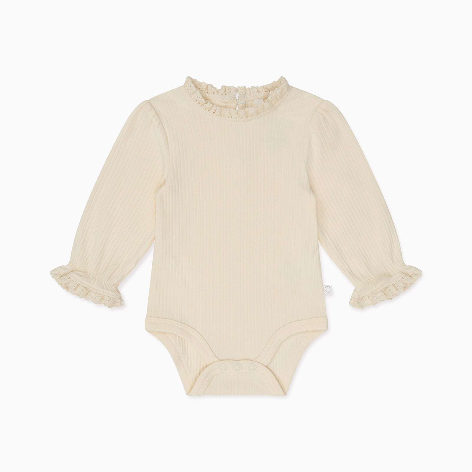 Frilled Ribbed Bodysuit - Ecru