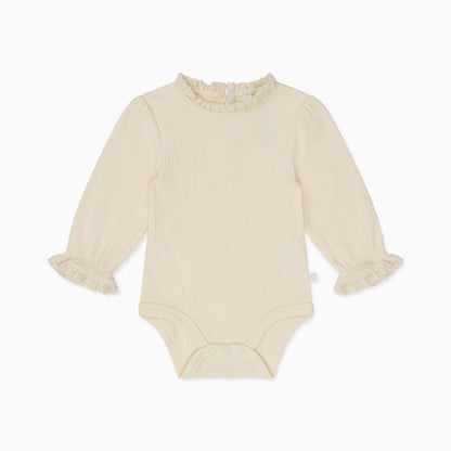 Frilled Ribbed Bodysuit - Ecru