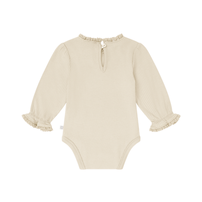 Frilled Ribbed Bodysuit - Ecru