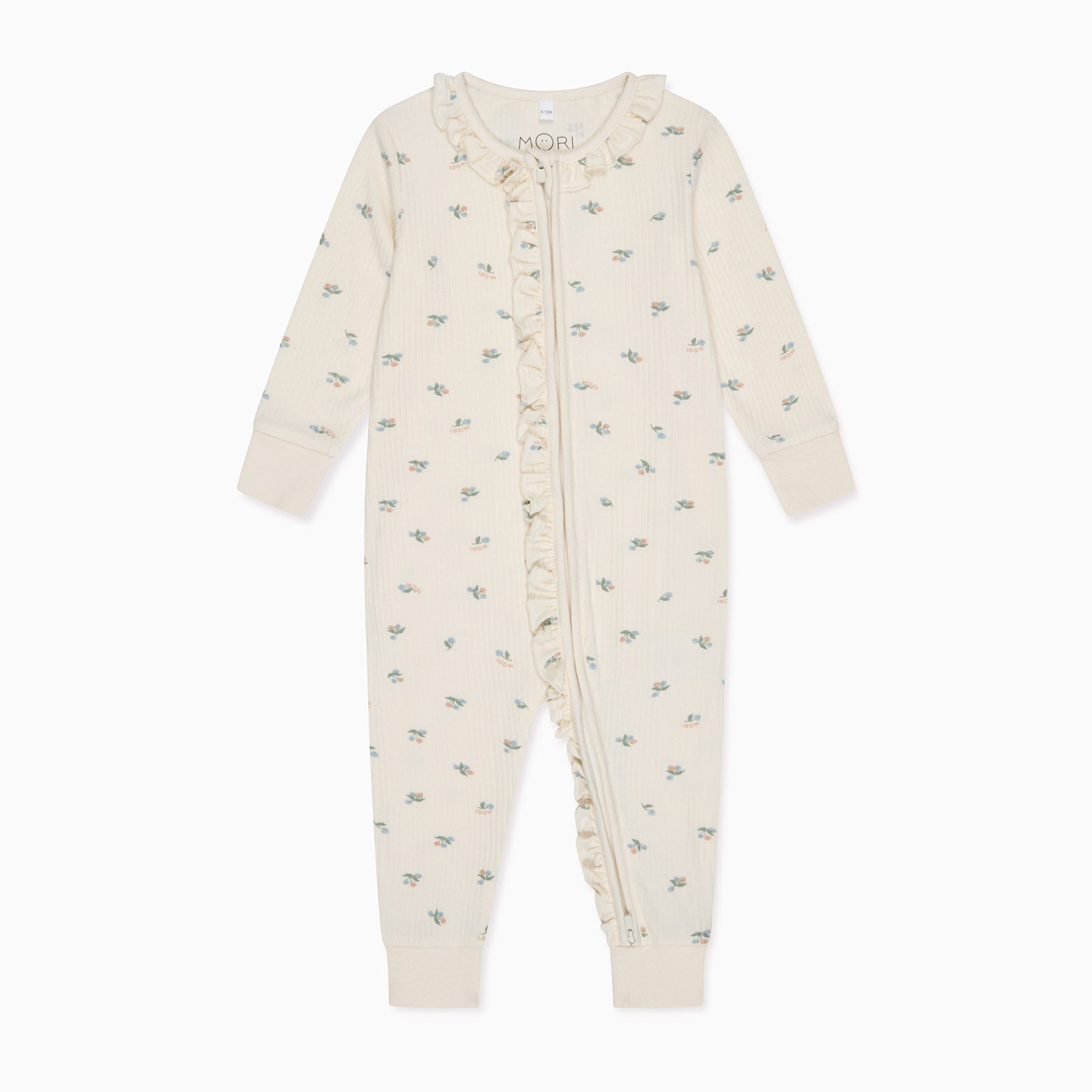 Floral Frilled Ribbed Clever Zip Sleepsuit