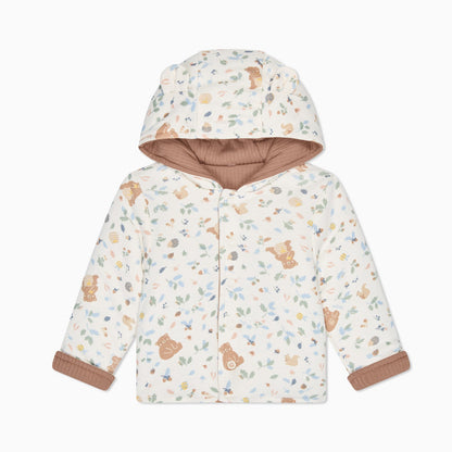 Bear Print Reversible Hooded Jacket