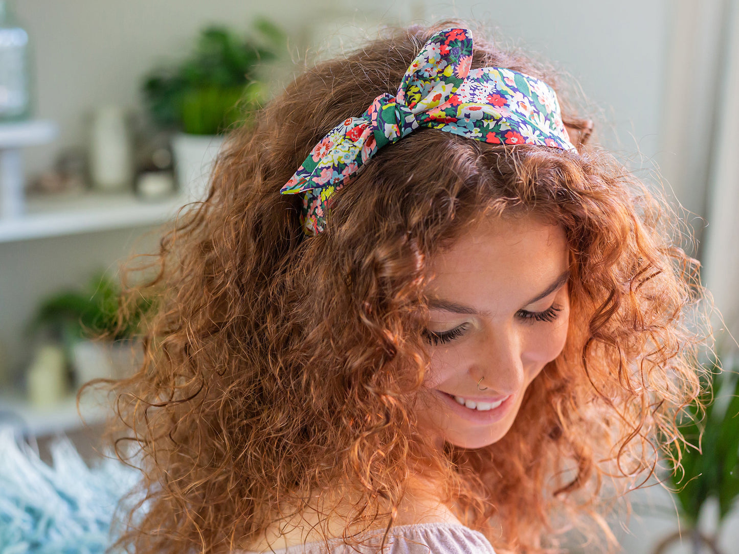 Side Bow Headband - Liberty Capel G Print