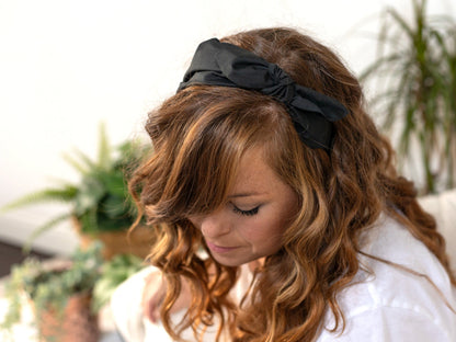 Side Bow Headband - Liberty Black F Print