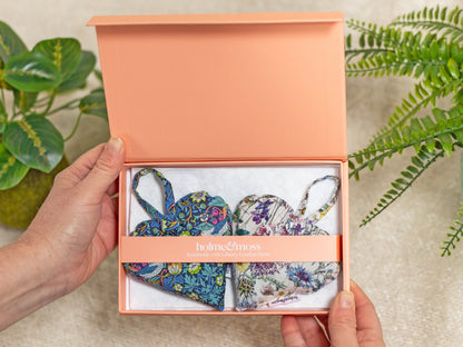 Lavender Heart Gift Box, Liberty Print Strawberry Fields Collection, Set of Two