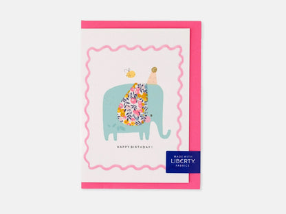 Elephant Birthday Card - Liberty Wiltshire Bud Print