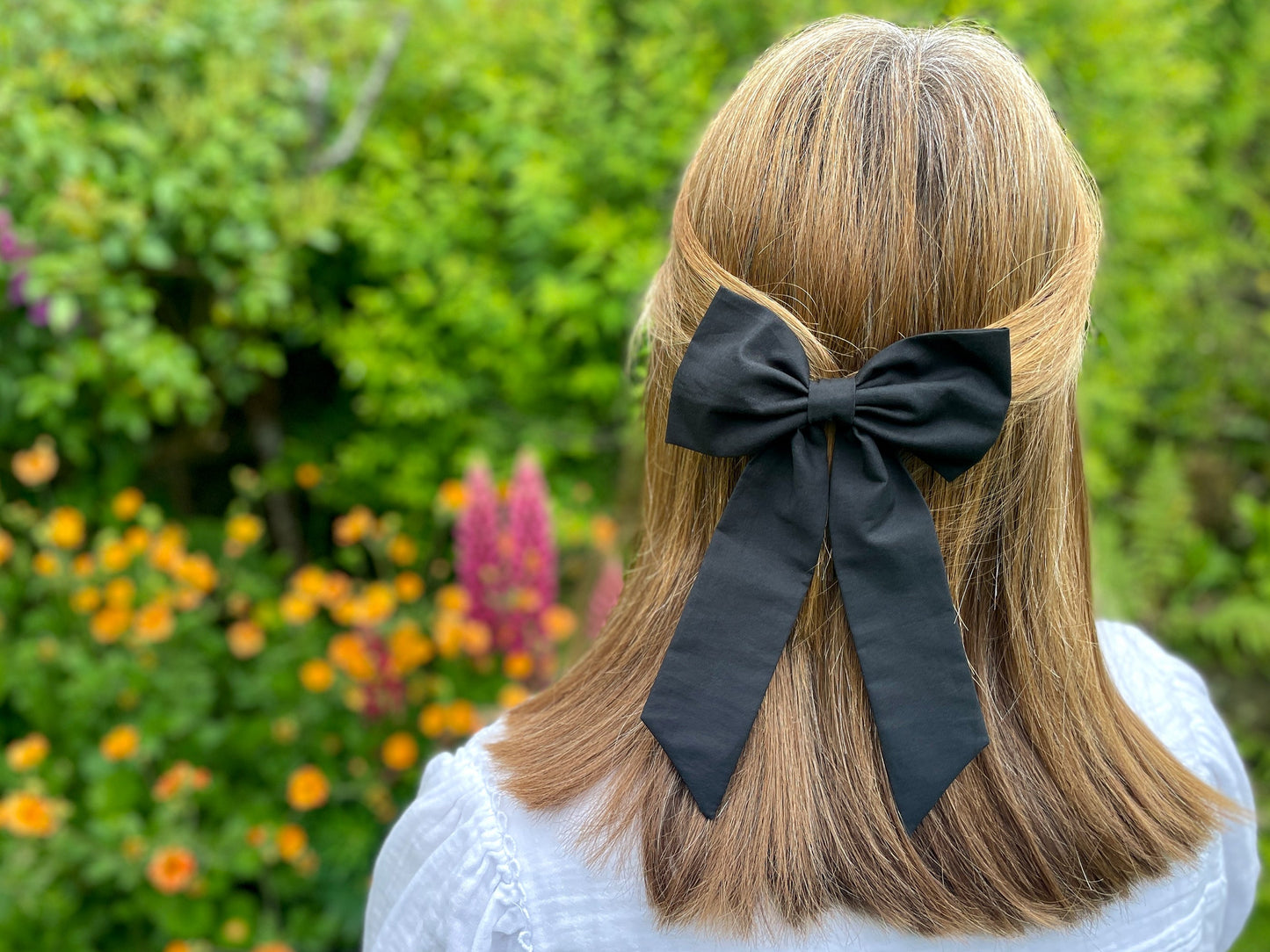 Large Bow Hair Clip - Liberty Black F Print