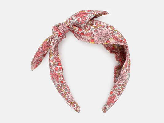 Side Bow Headband - Liberty Strawberry Thief Spring C Print