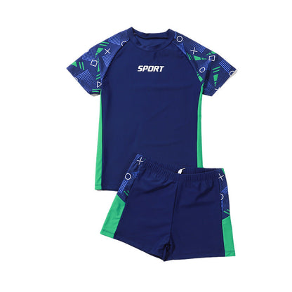 Children's Swimwear for Boys, Two-Piece Swim Trunks for Older Boys, 2026 New Model, Professional Sun-Protective Swimsuit, Hot Spring Set