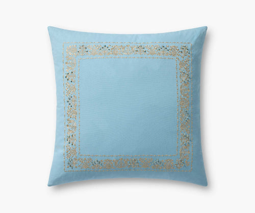 Estee Border Embroidered Pillow - Blue