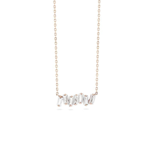 White Topaz Baguette Bar Necklace