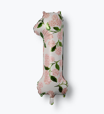 Numbered Foil Balloon - Pink Hydrangea