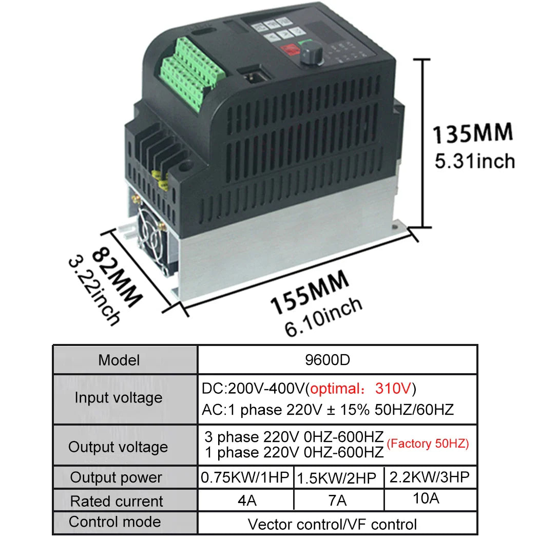 0.75-7.5KW VFD Solar Inverter 3P DC 200-400V Input 220V Output Frequency Converter Water Pump Driver MTTP Speed Control
