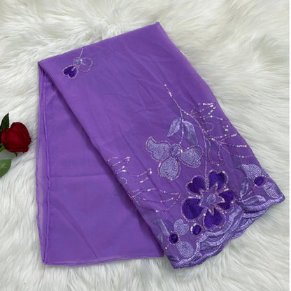 2023 Latest African Spring Women Scarf Chiffon Sequin Embroidered Ramadan Hijab Shawl Fashionable Casual Diamond  Headscarf