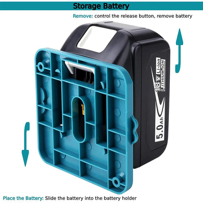 5PCS Battery Holder for Makita 18V Li-ion Battery Tools Machine Holder Storage Rack Wall Mount for BL1860 BL1850(No Battery)