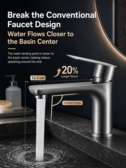 304 Stainless Steel Bathroom Sink Faucet Hot Cold Mixer Tap Single Handle Washbasin Faucet for Vanity