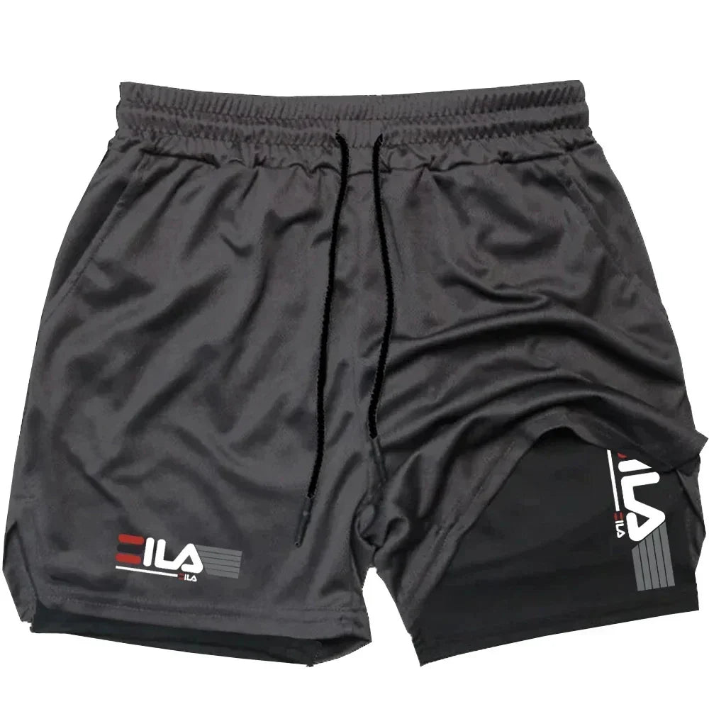Shorts Men's Two-in-one Sports Shorts Breathable Casual Quick-drying Double-layer Shorts Summer Running Sportswear Bottoms M-3XL