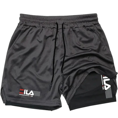 Shorts Men's Two-in-one Sports Shorts Breathable Casual Quick-drying Double-layer Shorts Summer Running Sportswear Bottoms M-3XL