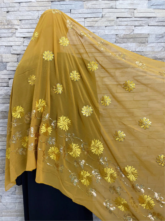 2023 Latest African Spring Women Scarf Chiffon Sequin Embroidered Ramadan Hijab Shawl Fashionable Casual Diamond  Headscarf