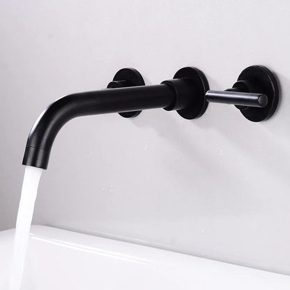 BAKALA Brass Matte Black Bathroom Sink Faucet Tap Hot Cold Wash Basin Water Swivel Spout Wall Mounted Bath Mixer