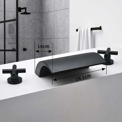 3PCS Bathroom Bathtub Faucet Basin Faucet Deck Mounted  Spa Tub Mixer Tap Cold Hot Mixer Waterfall  Matte Black or Gold Color