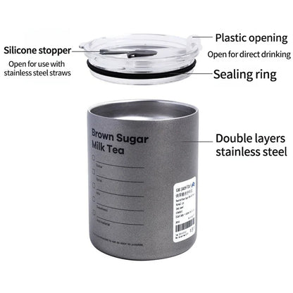 600ml Thermos Portable Stainless Steel Coffee Cup Thermos Bottle with Straw Insulation Drinkware Does Not Contain BPA