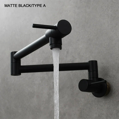 Brass Pot Filler Tap Wall Mount Foldable Kitchen Faucet Single Cold Single Hole Sink Tap Rotate Folding Spout Chrome Gold Black
