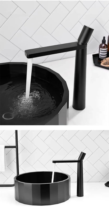 Black Bathroom Faucet Gray Basin Faucets Hot & Cold Bathroom Sink Faucet Deck Mounted Lavotory Faucet  Mixer Water Tap SS 304