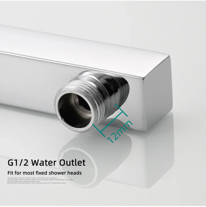 Ciencia 304 Stainless Steel Square Shower Arm G1/2 Bathroom Shower Arm Wall Mounted for Fixed Rain Shower Head