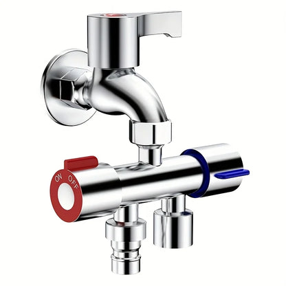 Double Handle Stainless Steel Cold Water Faucet for Bathroom And Washing Machine - Dual Control Kitchen Sink Tap