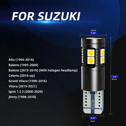 2×T10 W5W LED Clearance Parking Side Marker Lights Bulbs No Error For Suzuki Alto Baleno Celerio Grand Vitara Ignis 1/2/3 Jimny