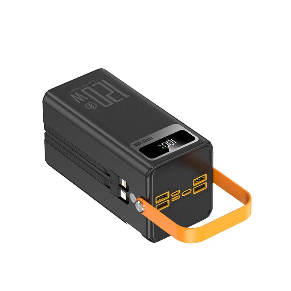 120W Super Fast Charging Power Bank 50000/100000/160000mAh Large Capacity Built-in Cables Portable External Battery