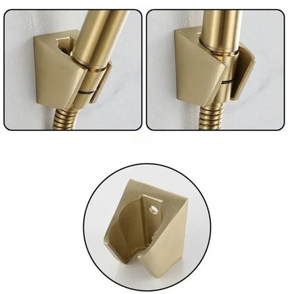 Brushed Gold Bathroom Shower Faucet Set Wall Mounted  ,  Cold and Hot Bath and  Mixer Taps Brass
