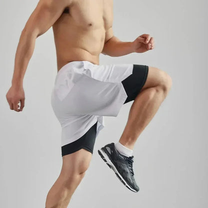 Shorts Men's Two-in-one Sports Shorts Breathable Casual Quick-drying Double-layer Shorts Summer Running Sportswear Bottoms M-3XL