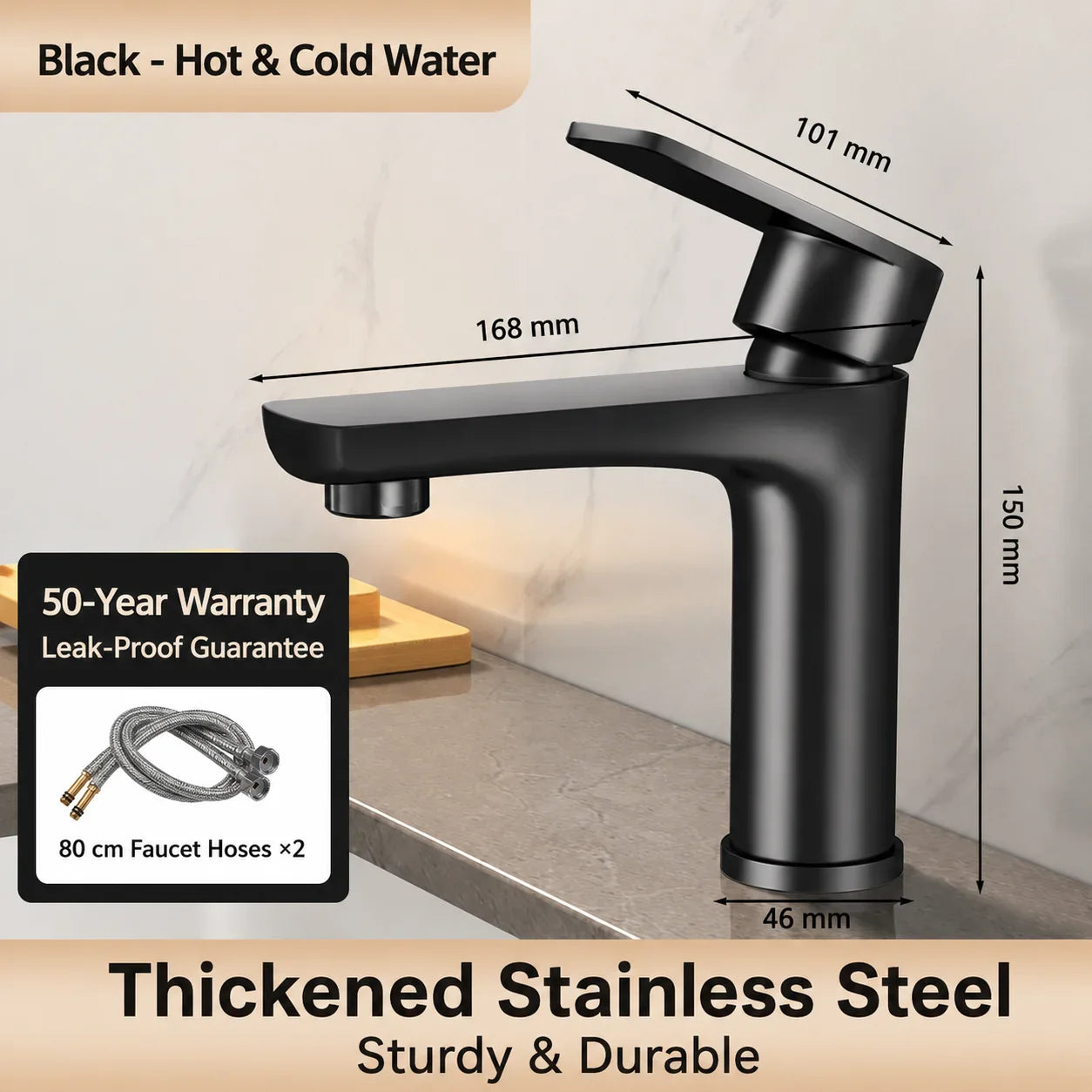 304 Stainless Steel Bathroom Sink Faucet Hot Cold Mixer Tap Single Handle Washbasin Faucet for Vanity