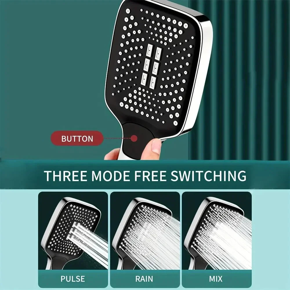 Adjustable Shower Head 4 Mode Rainfall Shower Large Flow Showerhead High Pressure Water Saving Shower Mixer Bathroom Accessories