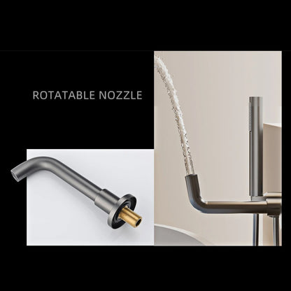 Bathroom Minimalist Gun Gray Brass Wall Mounted Bathtub Faucet with Dual Handles for Hot & Cold Water Dual Function Shower Mixer
