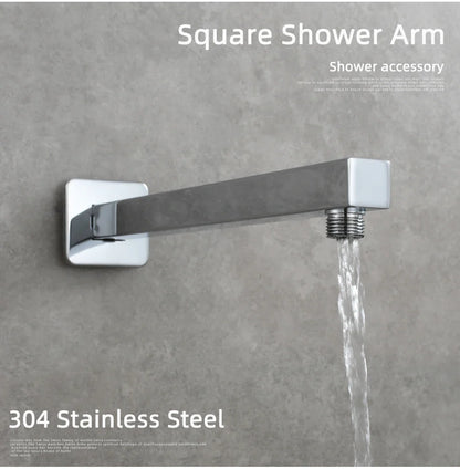 Ciencia 304 Stainless Steel Square Shower Arm G1/2 Bathroom Shower Arm Wall Mounted for Fixed Rain Shower Head