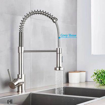 Black kitchen faucet, stainless steel mixer faucet, 360-degree rotating spray nozzle, kitchen sink, hot and cold water faucet.