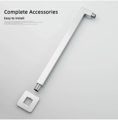 Ciencia 304 Stainless Steel Square Shower Arm G1/2 Bathroom Shower Arm Wall Mounted for Fixed Rain Shower Head