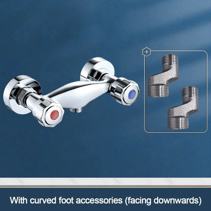 Durable Metal Out Water Inlet Valve Double Control Hot and Cold Double Shower Faucet Valve Wall Mounted Diverter Valve