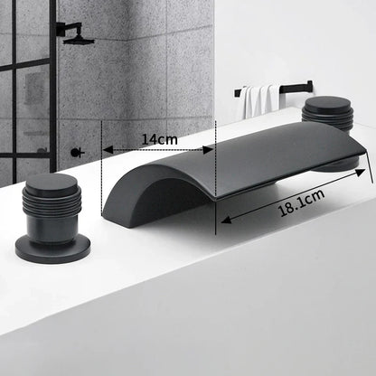 3PCS Bathroom Bathtub Faucet Basin Faucet Deck Mounted  Spa Tub Mixer Tap Cold Hot Mixer Waterfall  Matte Black or Gold Color
