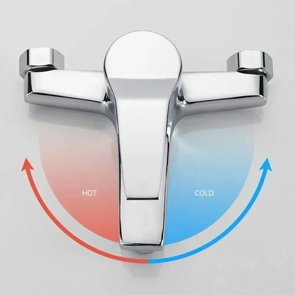 Chrome Plated Wall Mounted Hot and Cold Faucet with Adjustable Dual Nozzles Suitable for Bathroom Household Shower Mixer Tap