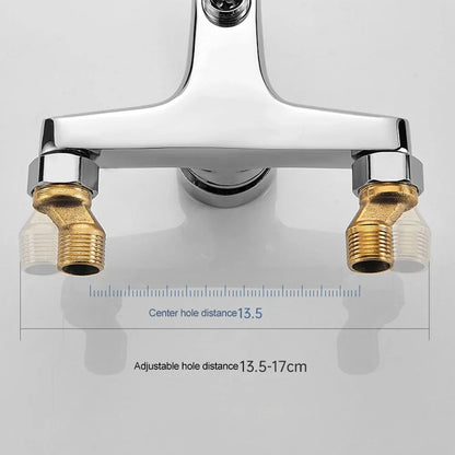 Chrome Plated Wall Mounted Hot and Cold Faucet with Adjustable Dual Nozzles Suitable for Bathroom Household Shower Mixer Tap