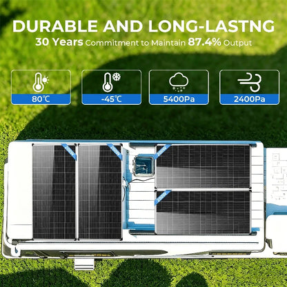 AeternaSol 400W/200W Watt 25% High-Efficiency PV Power for Home Rooftop 18B N-Type Solar Panel 12V Monocrystalline Solar Panel 18BB Cells High Efficiency Module RV Marine Boat Caravan Off Grid Monocrystalline Solar Panels Cha