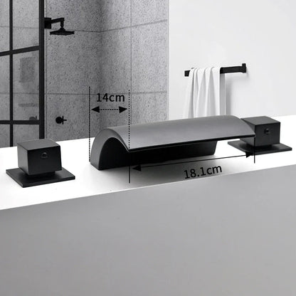 3PCS Bathroom Bathtub Faucet Basin Faucet Deck Mounted  Spa Tub Mixer Tap Cold Hot Mixer Waterfall  Matte Black or Gold Color