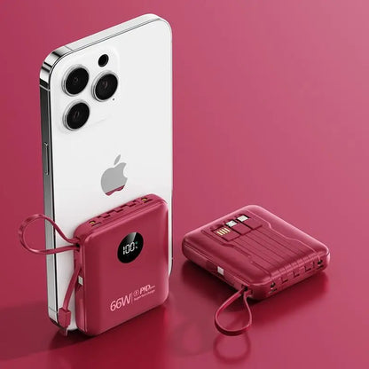 50000mAh PowerBank 66W Super Fast Charging with Cable Large Capacity Compact Portable Mini Shared Four Wire Mobile Power Bank