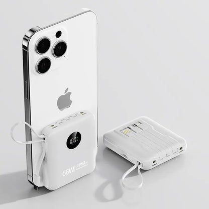 50000mAh PowerBank 66W Super Fast Charging with Cable Large Capacity Compact Portable Mini Shared Four Wire Mobile Power Bank