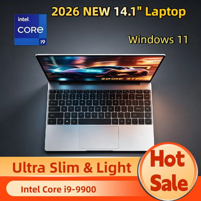 2026 NEW Intel Core i9 9900 14.1 Inch Laptop 32GB RAM 2TB SSD Windows 11 Ultra Slim Gaming Gamer Office Notebook 1920x1080
