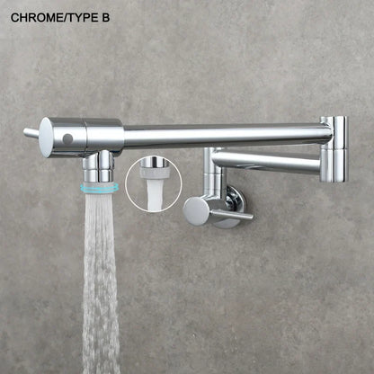 Brass Pot Filler Tap Wall Mount Foldable Kitchen Faucet Single Cold Single Hole Sink Tap Rotate Folding Spout Chrome Gold Black
