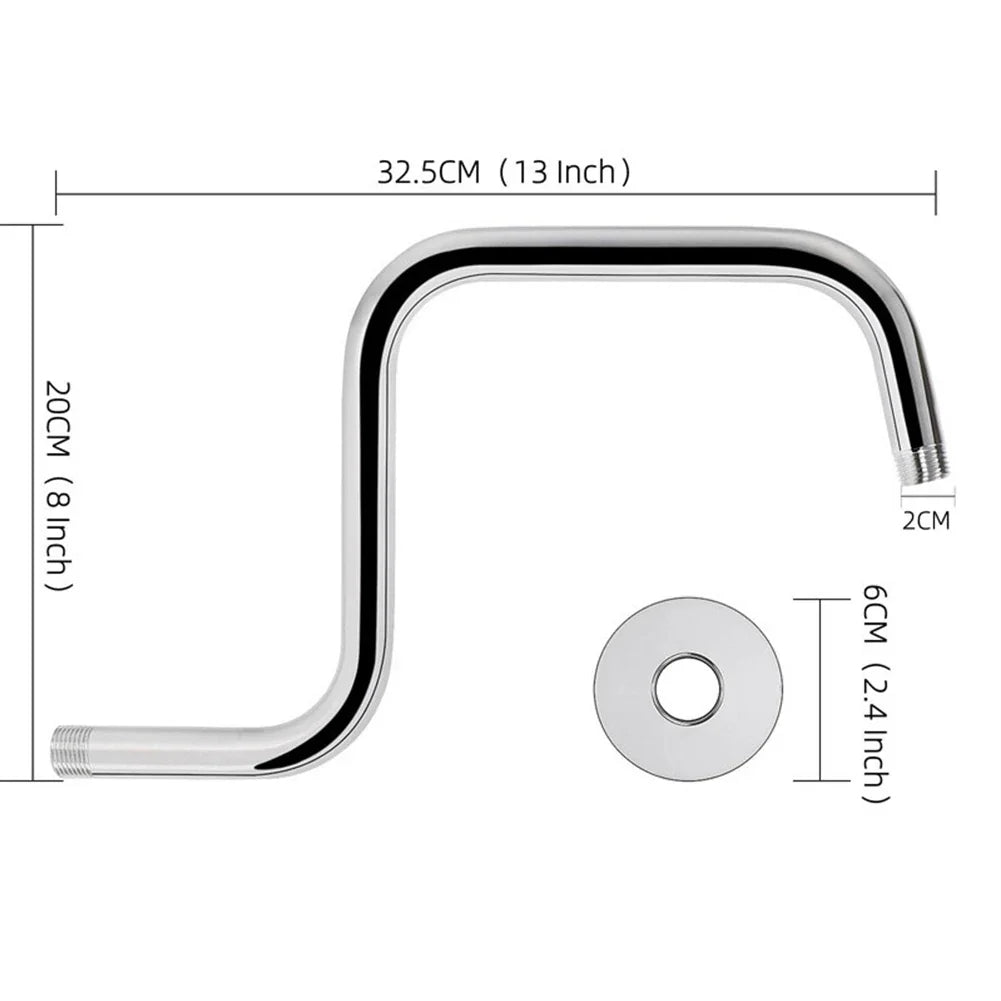 13 Inch Wall Mounted Shower Arms Stainless Steel Shower Head Extension Silver Black Bathroom Hardware Shower Head Bar